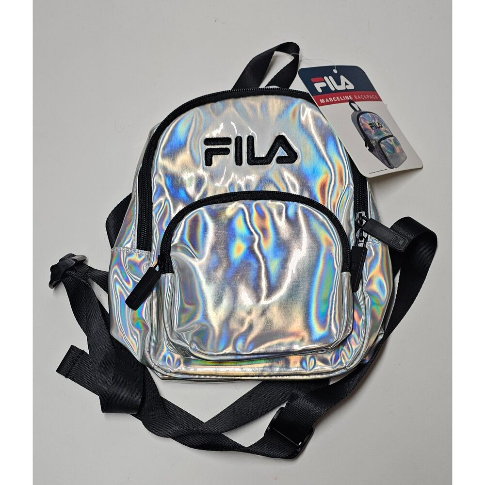 NWT FILA Marceline Silver Holographic Iridescent Mini Backpack Cute Y2K